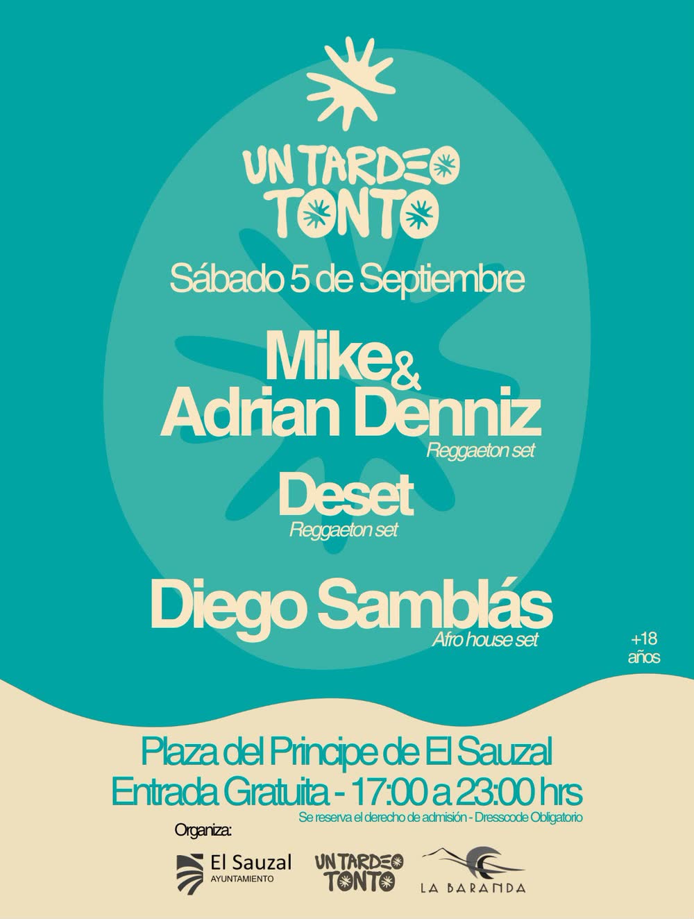 Cartel de Un Tardeo Tonto, sábado 5 de septiembre en la Plaza del Príncipe de El Sauzal