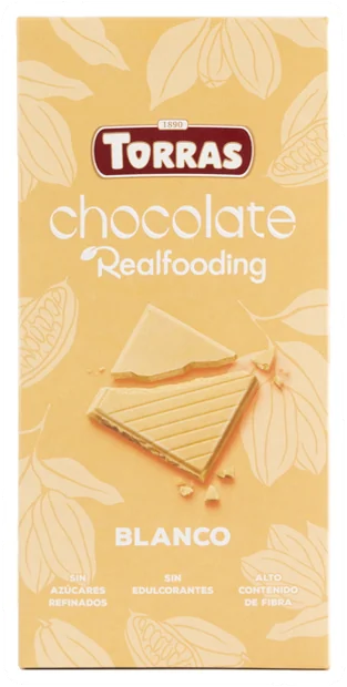 Realfooding white chocolate by Torras, on sale at Cachitos